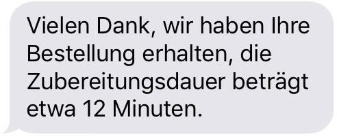 SMS mit Zubereitungszeit